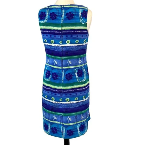Vintage 90s Jessica Howard Tropical Print Hawaiian Shift Dress 10 Blue Green - Picture 3 of 8